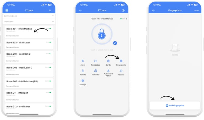 TTLock App_Add fingerprint option