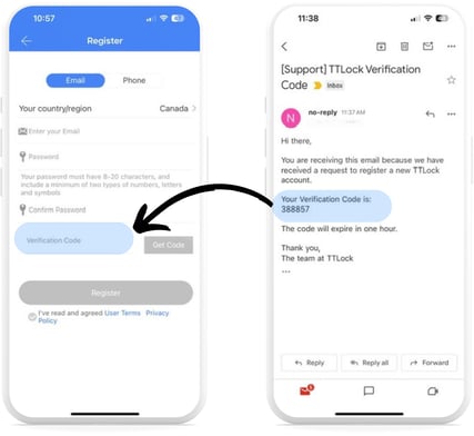 TTLock Registration Email