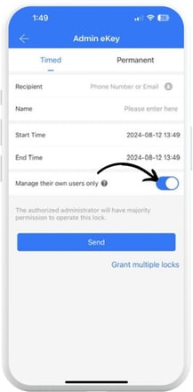 TTLock App_Admin ekey